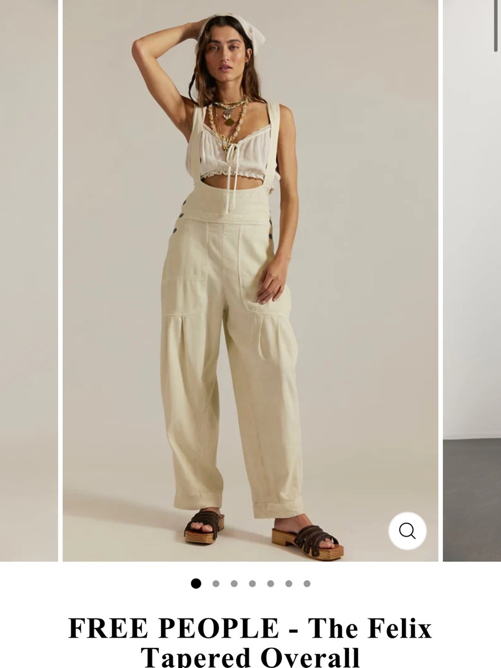 NWT FREE PEOPLE - The Felix Tapered Barrel Leg Tie Dye Cream Overall